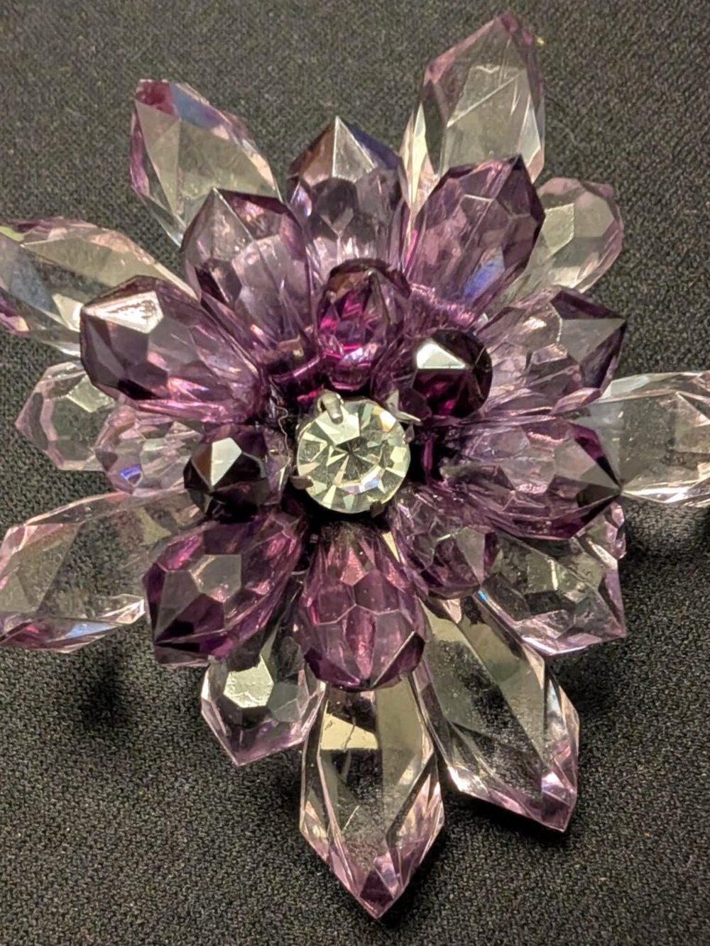 HANDMADE PLASTIC "CRYSTAL" FLOWER PIN